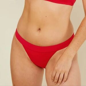 NWT Andie Swim,‎ The Banded Cheeky Bikini Bottom, Cherry Red, Size XS